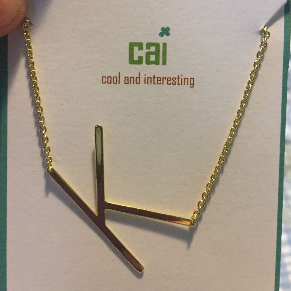 gold initial necklace K
